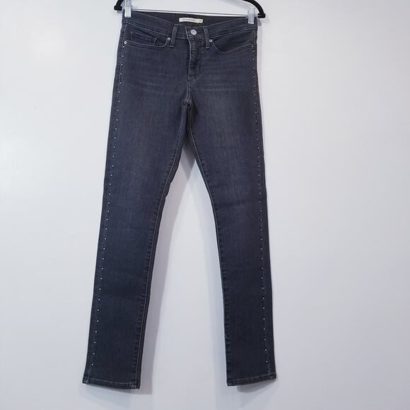 Levi's 311 Jeans Shaping Skinny Studded Gray Denim Mid Rise - Picture 1 of 15